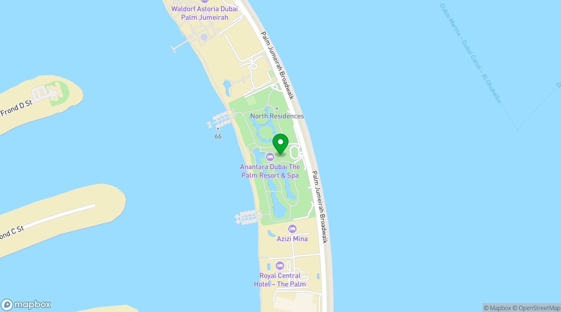 Map showing Anantara The Palm Dubai Resort