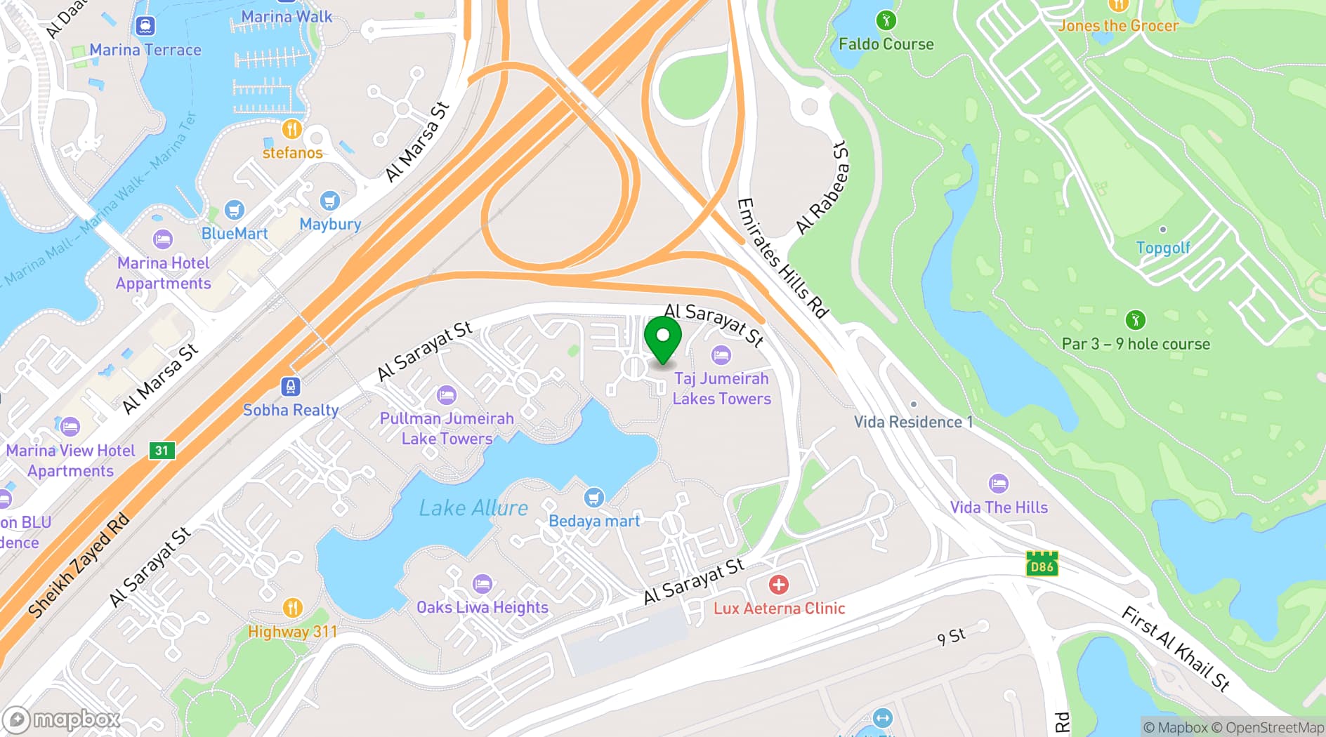 Map showing Jumeirah Bay X2 Tower