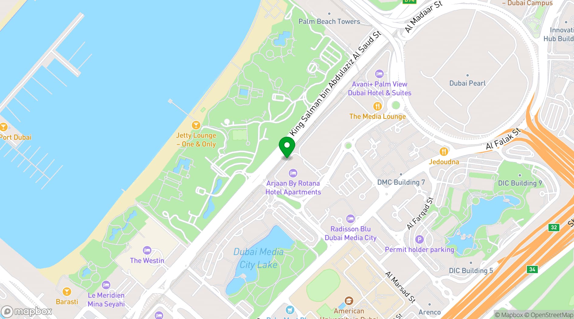 Map showing Arjaan by Rotana Dubai
