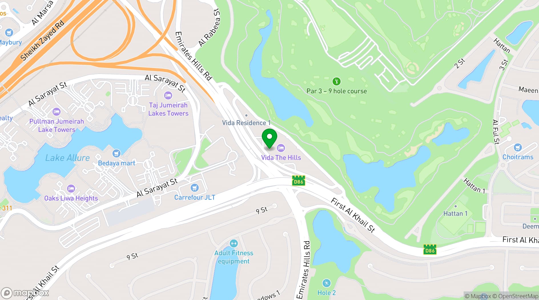 Map showing Vida Emirates Hills
