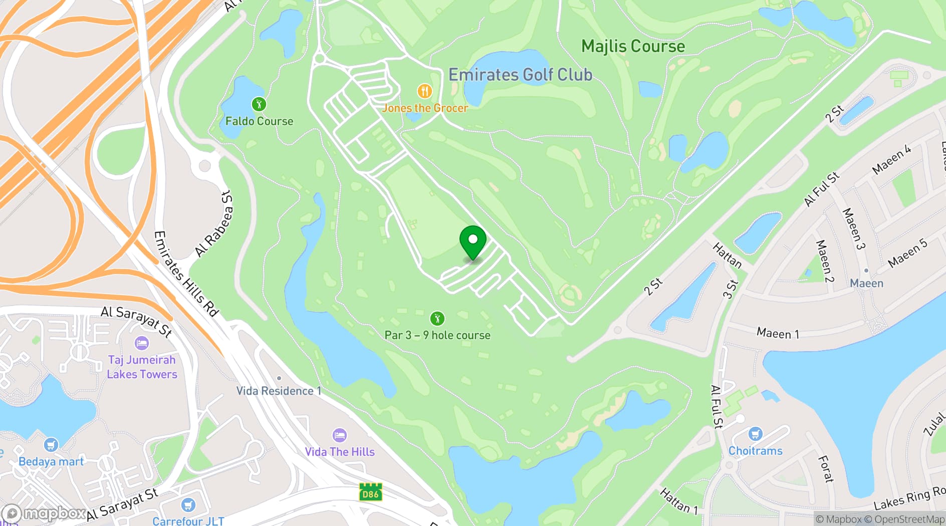 Map showing Emirates Golf Club