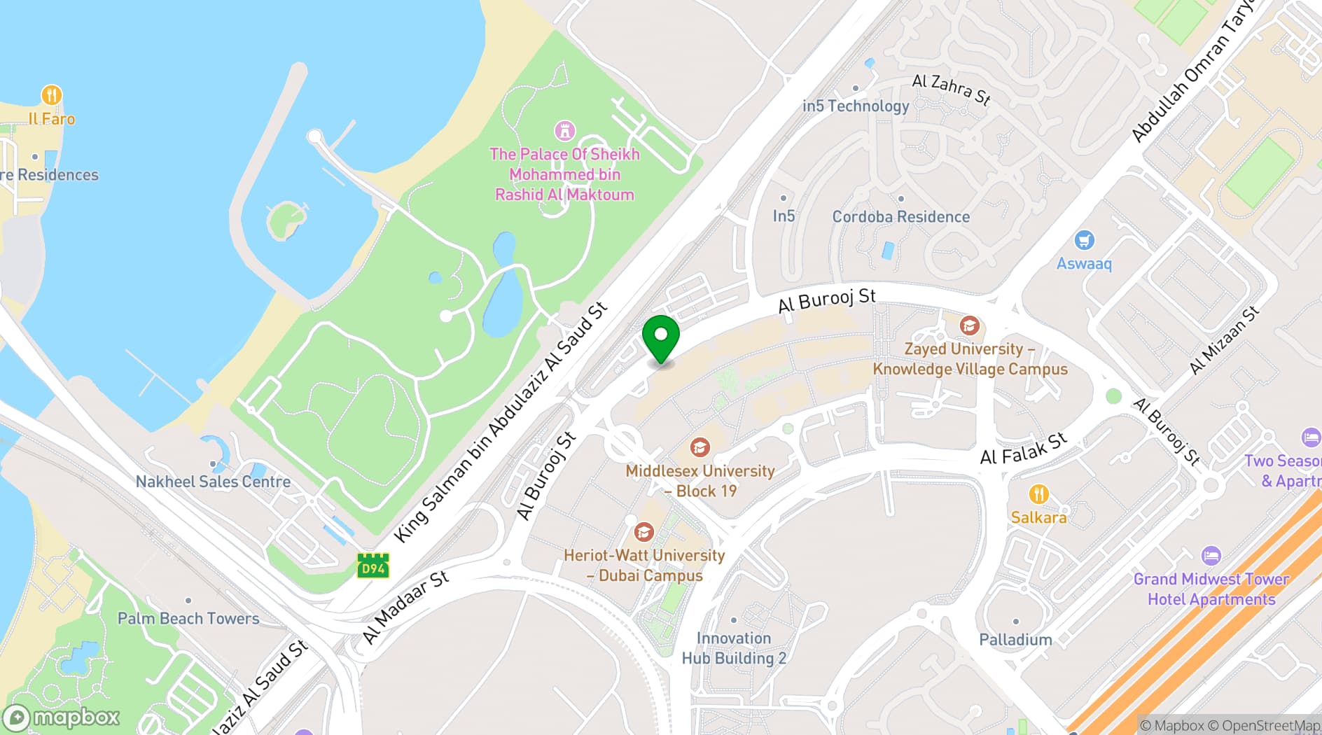 Map showing Dubai Knowledge Park
