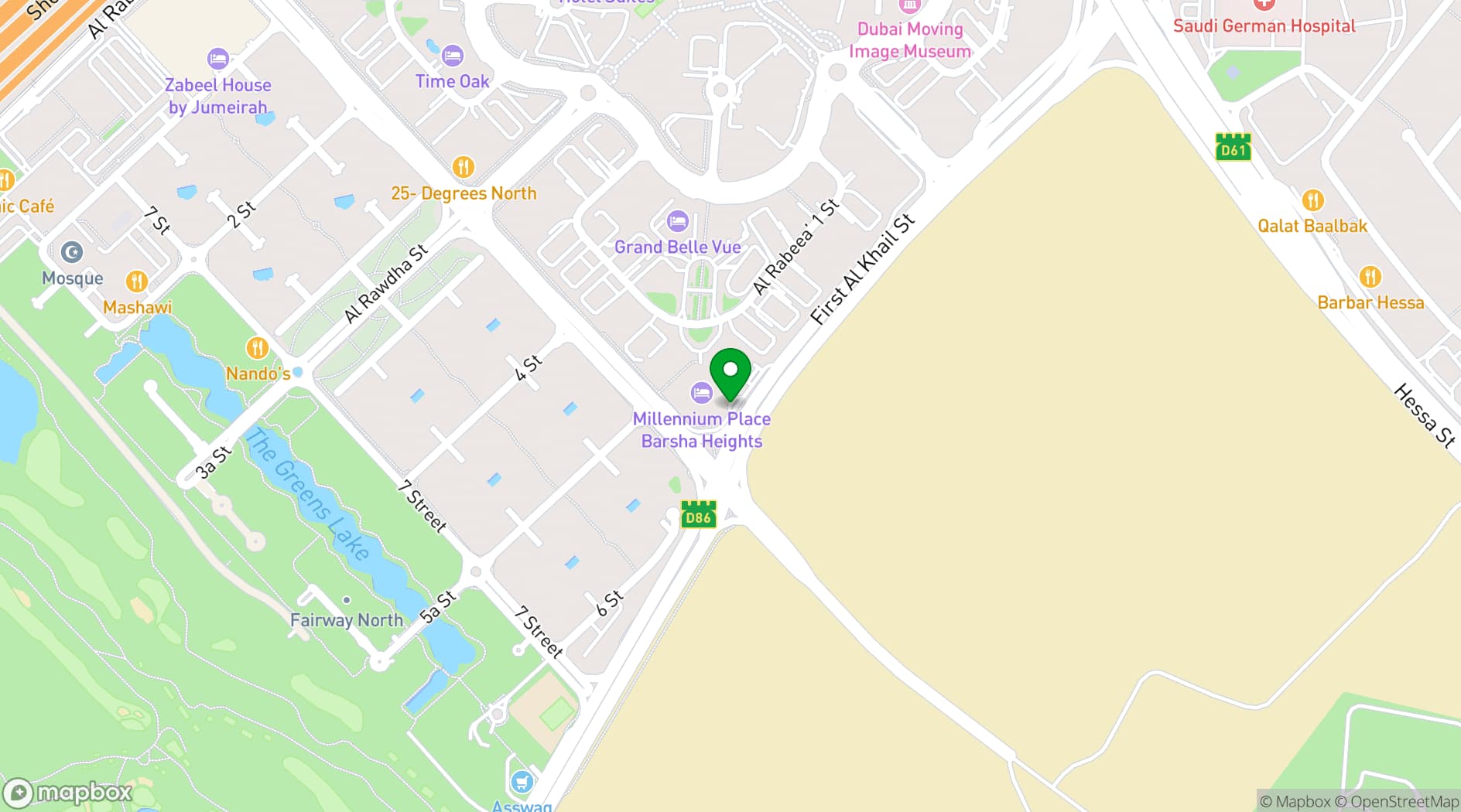 Map showing Millennium Place Barsha Heights Hotel