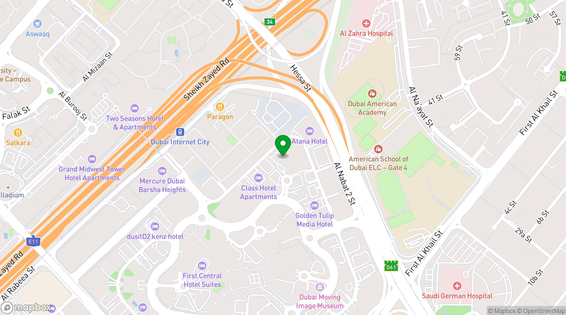 Map showing Grand Millennium Hotel Dubai