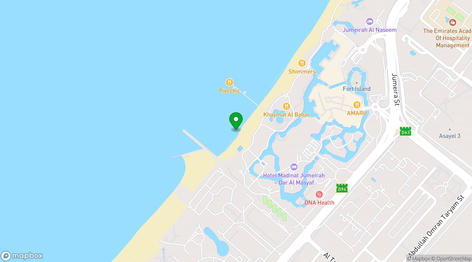 Map showing Jumeirah Al Qasr