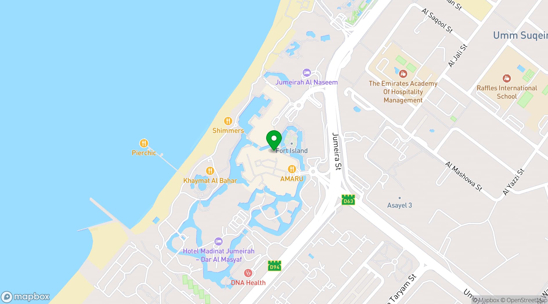 Map showing Madinat Jumeirah