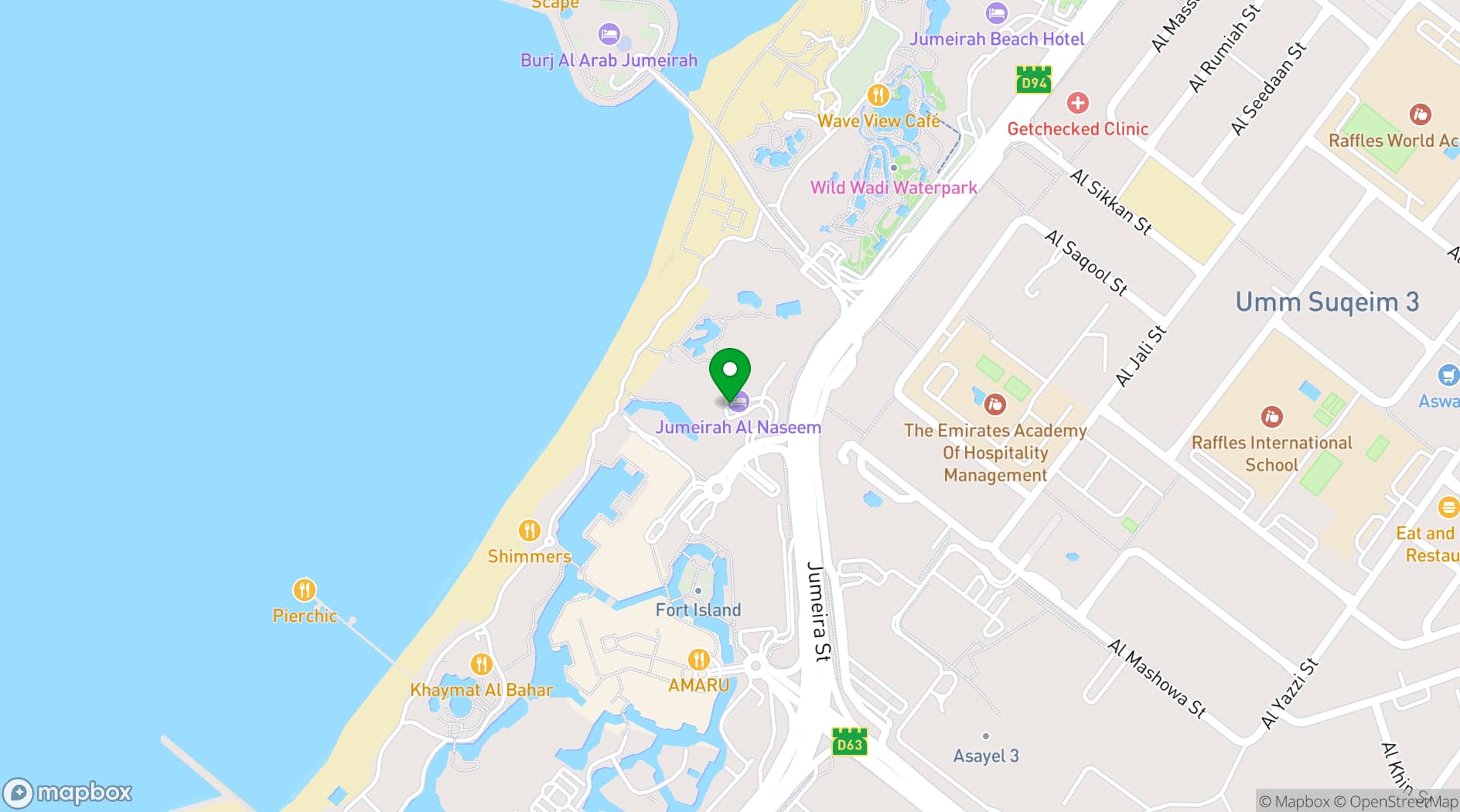 Map showing Jumeirah Al Naseem