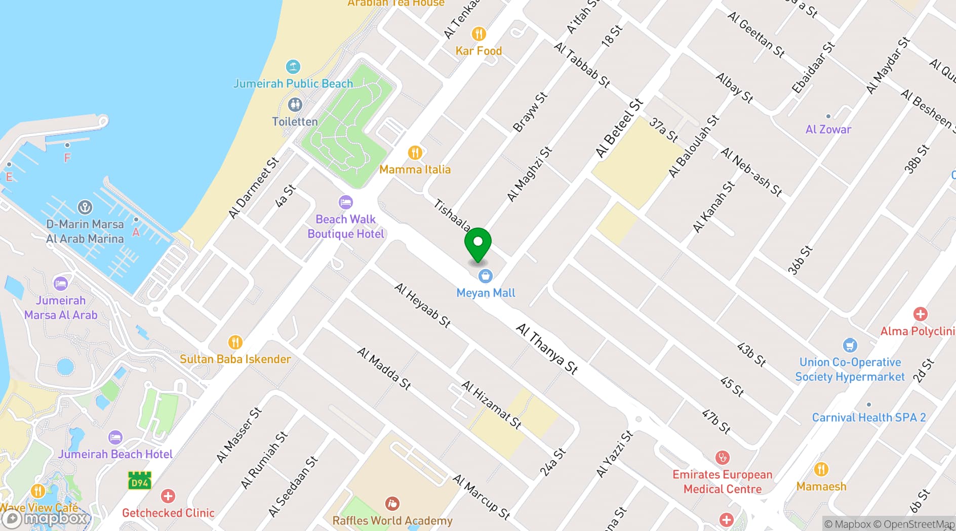 Map showing Metropolitan Hotel Dubai