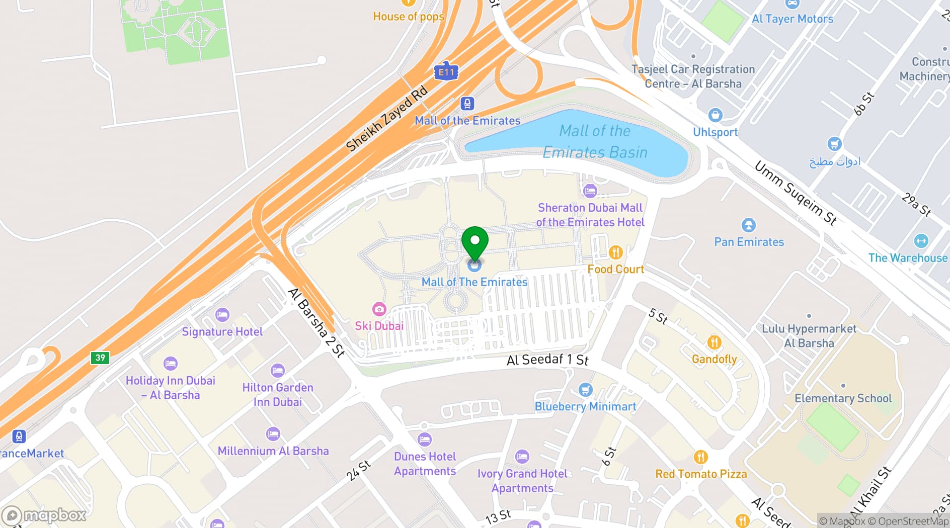 Map showing Kempinski Hotel Mall of the Emirates