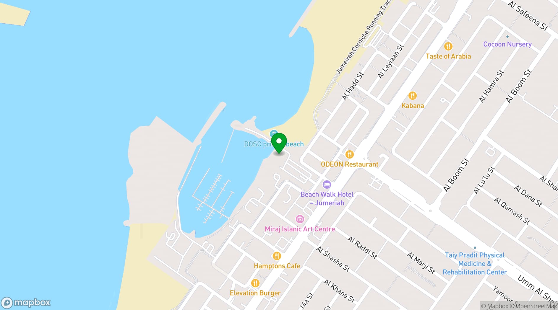 Map showing Dubai Offshore Sailing Club