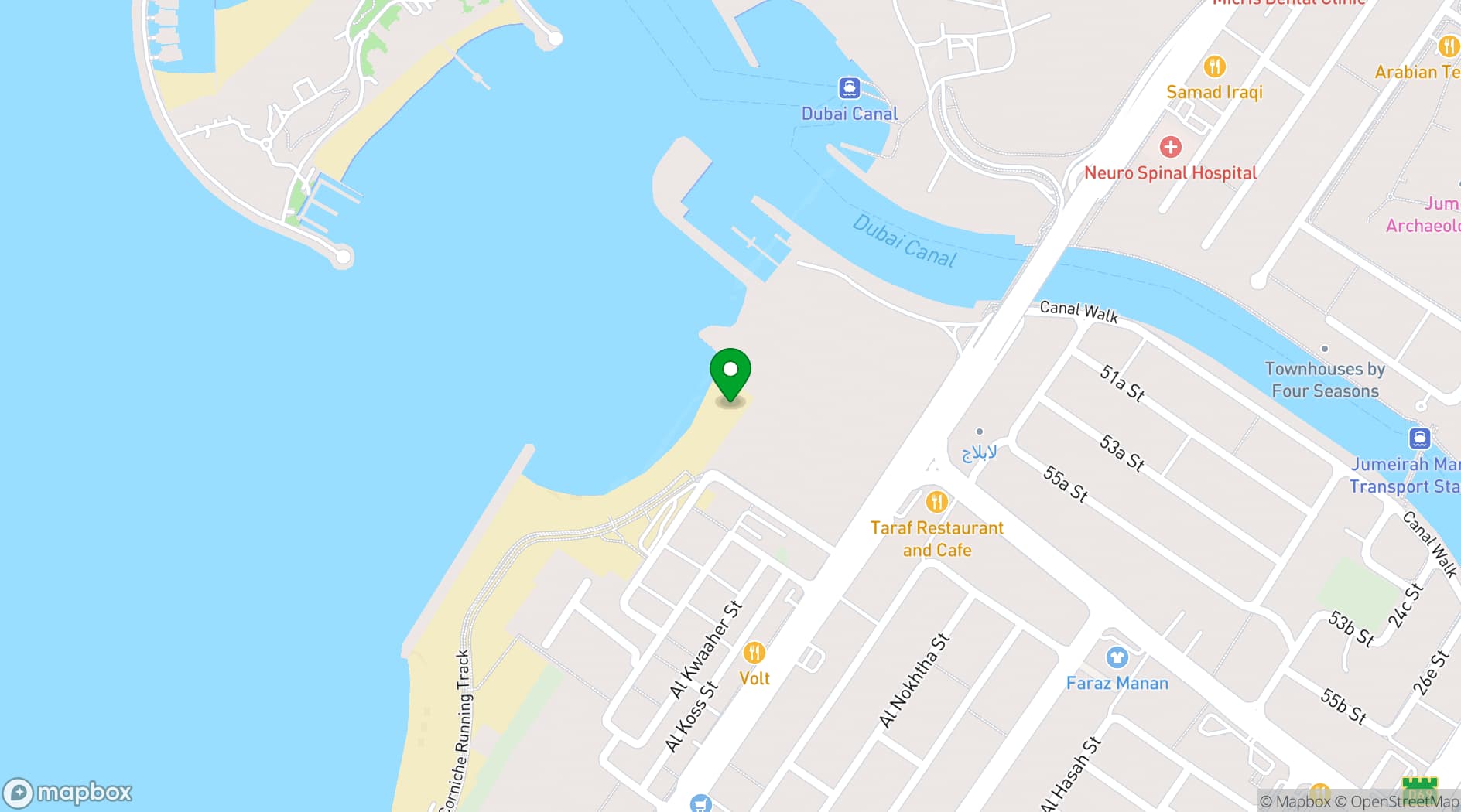 Map showing Four Seasons Resort Dubai at Jumeirah Beach