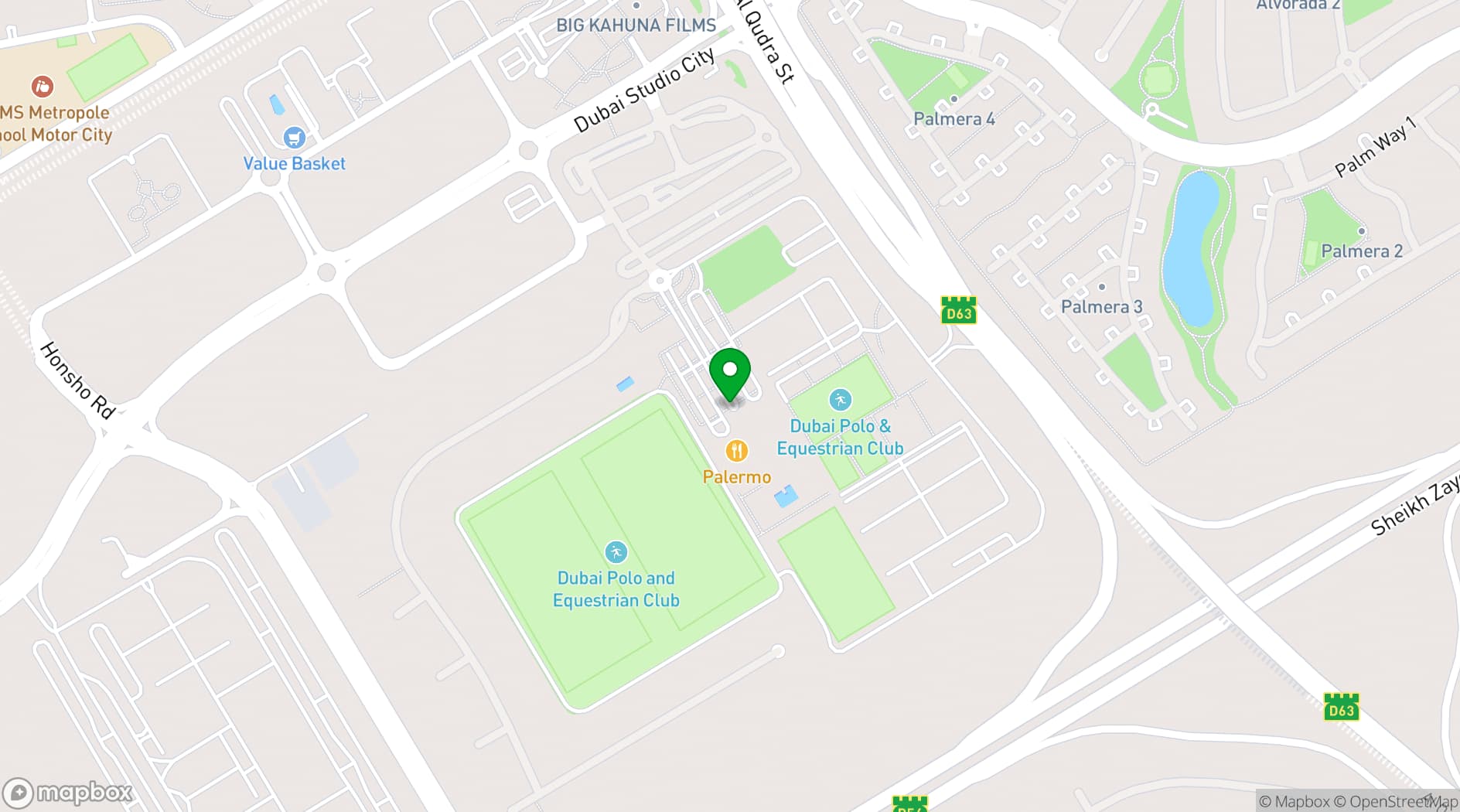 Map showing Dubai Polo & Equestrian Club