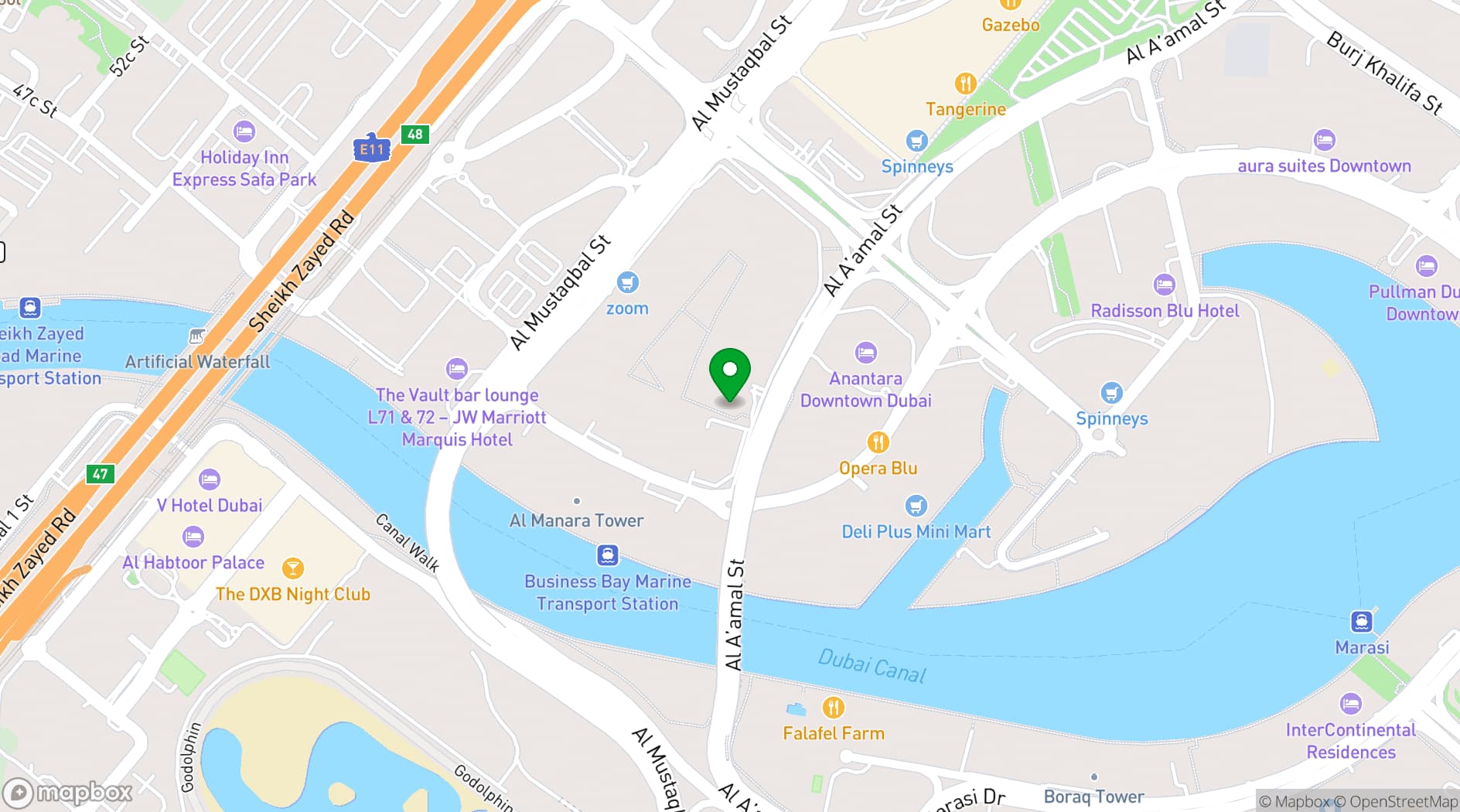 Map showing Park Regis Business Bay