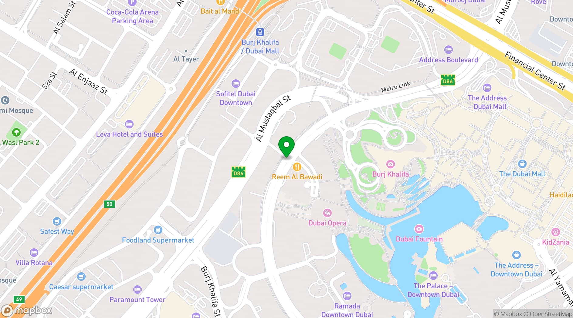 Map showing Dubai Opera