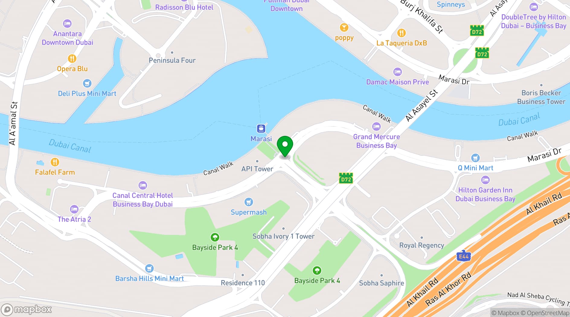 Map showing Anantara Downtown Dubai Hotel