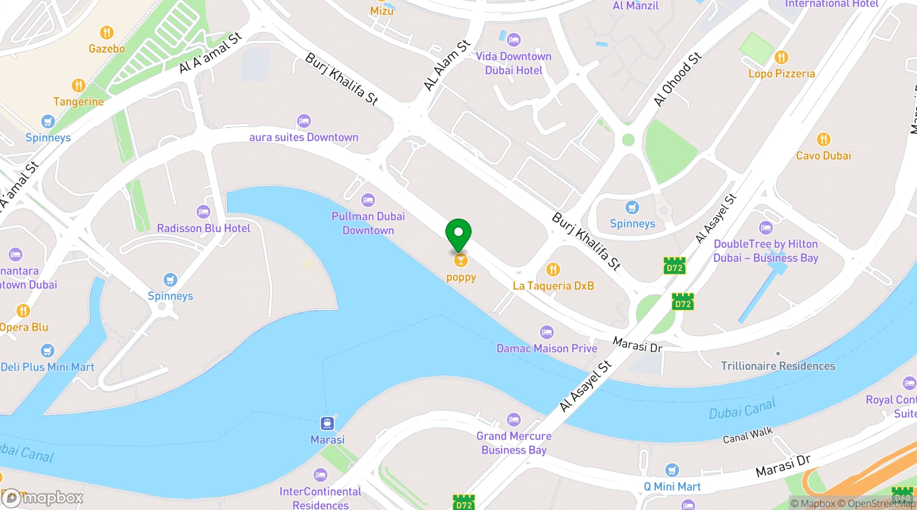 Map showing The St. Regis Downtown Dubai