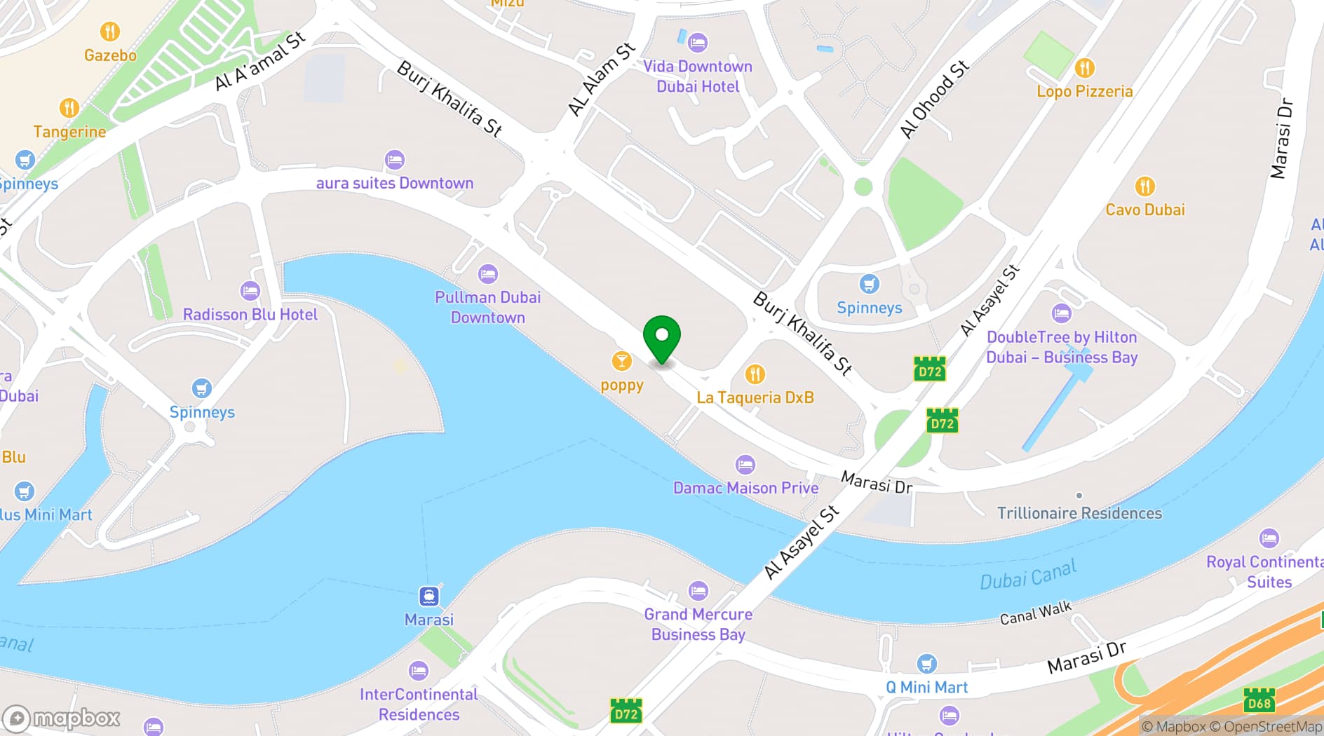 Map showing Pullman Dubai Downtown