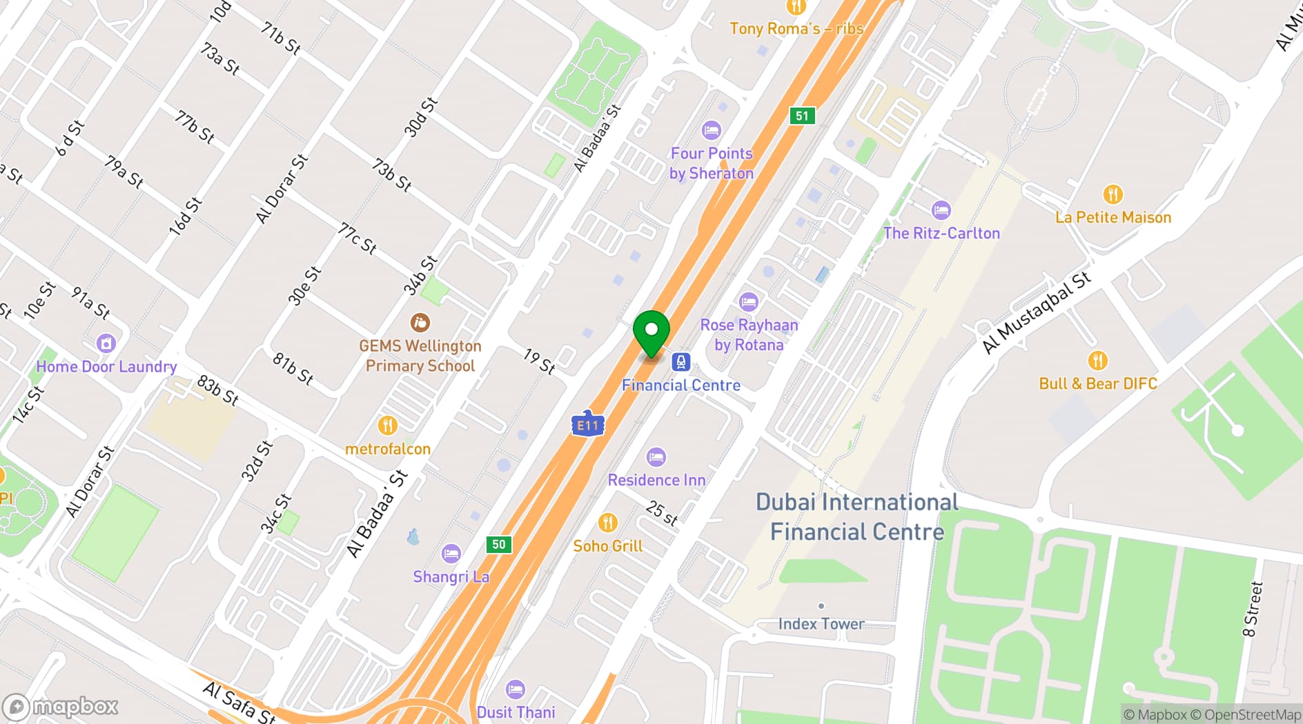 Map showing  Ritz-Carlton DIFC