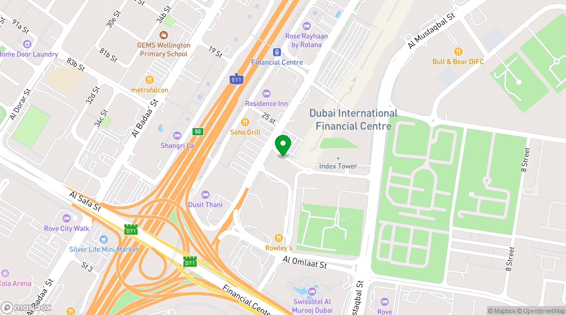 Map showing Sexy Fish Dubai