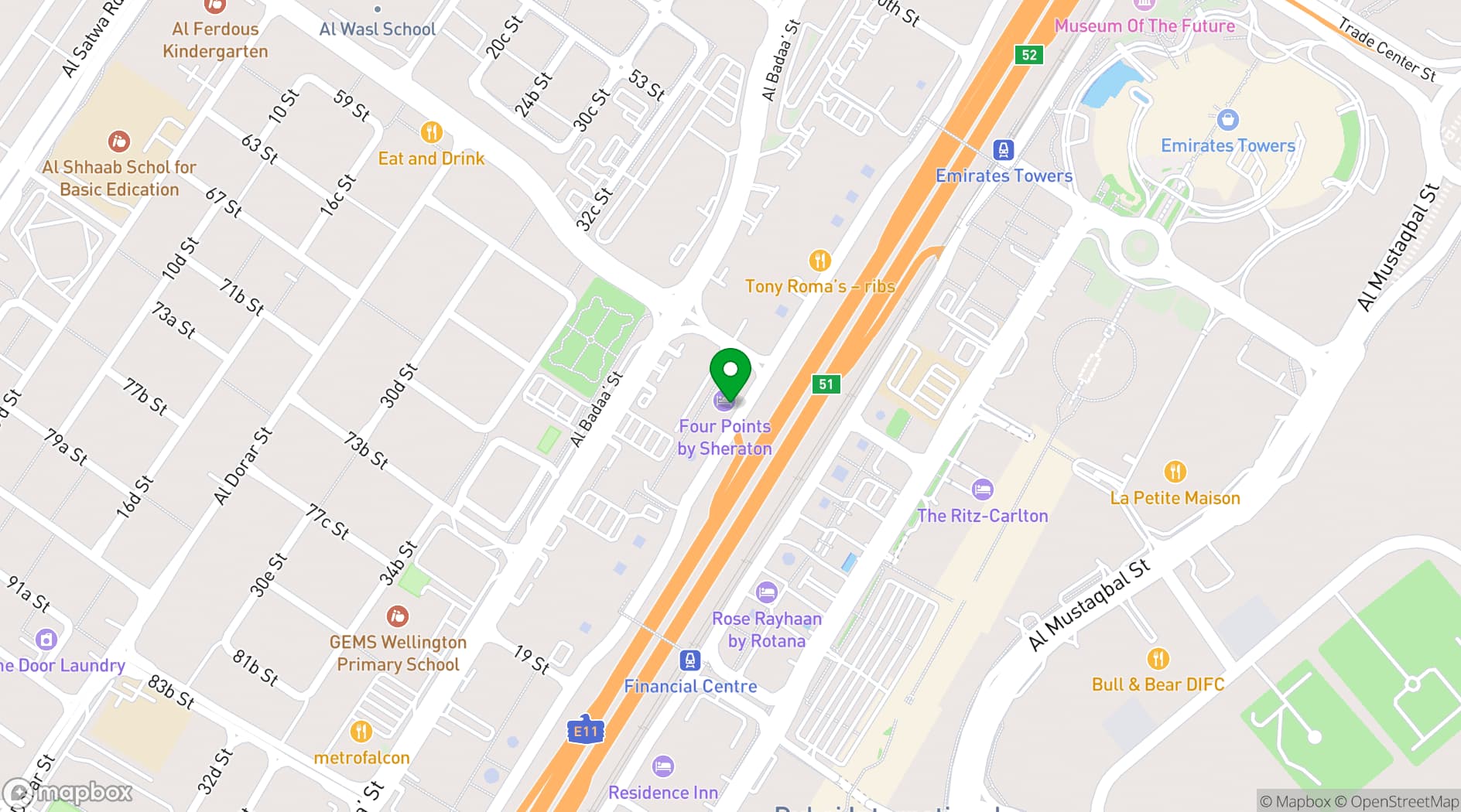 Map showing Level 43 Sky Lounge