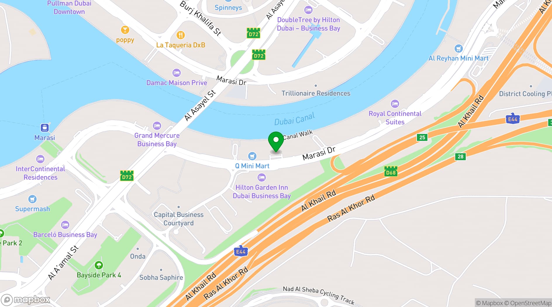 Map showing Hyde Dubai