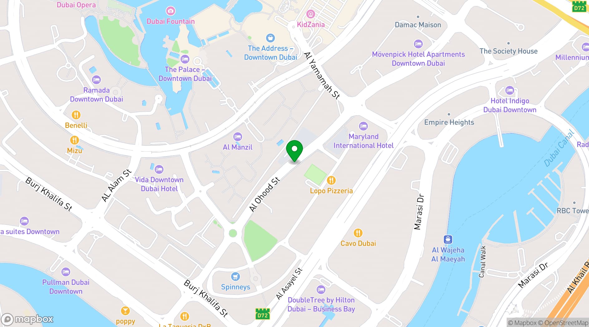 Map showing Mövenpick Hotel Apartments Downtown Dubai