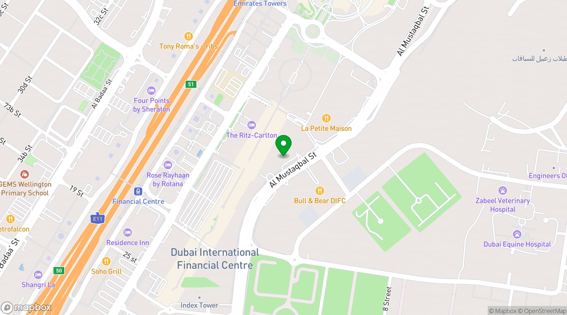 Map showing The Arts Club Dubai