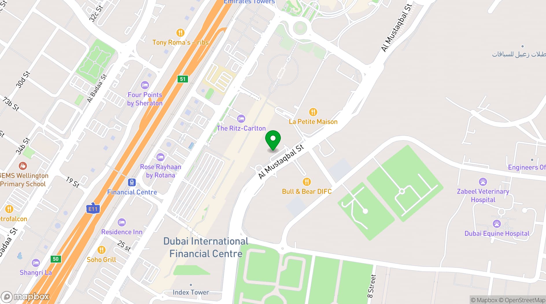 Map showing ICD Brookfield Place