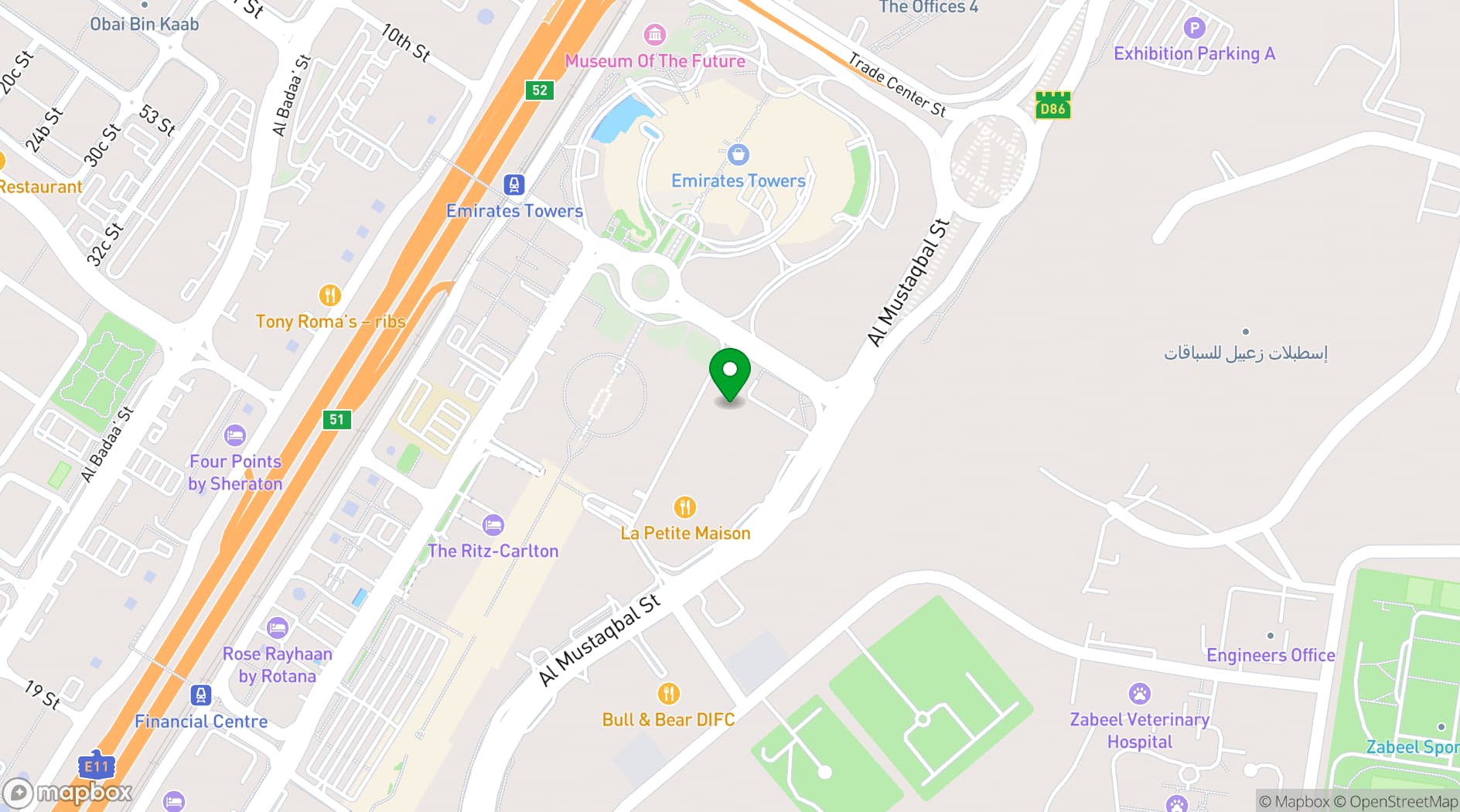 Map showing Clap Restaurant & Bar