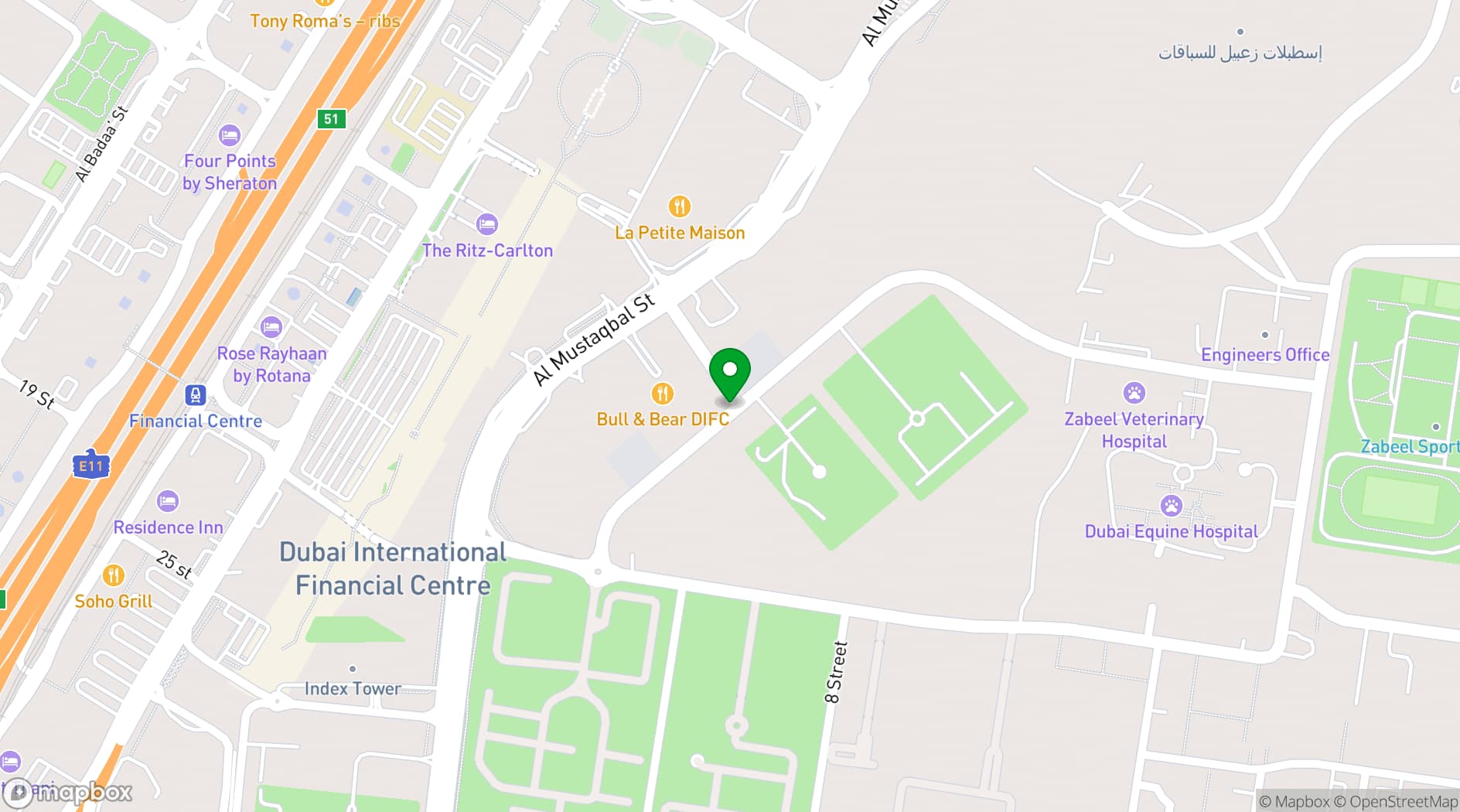 Map showing Waldorf Astoria Dubai International Financial Centre
