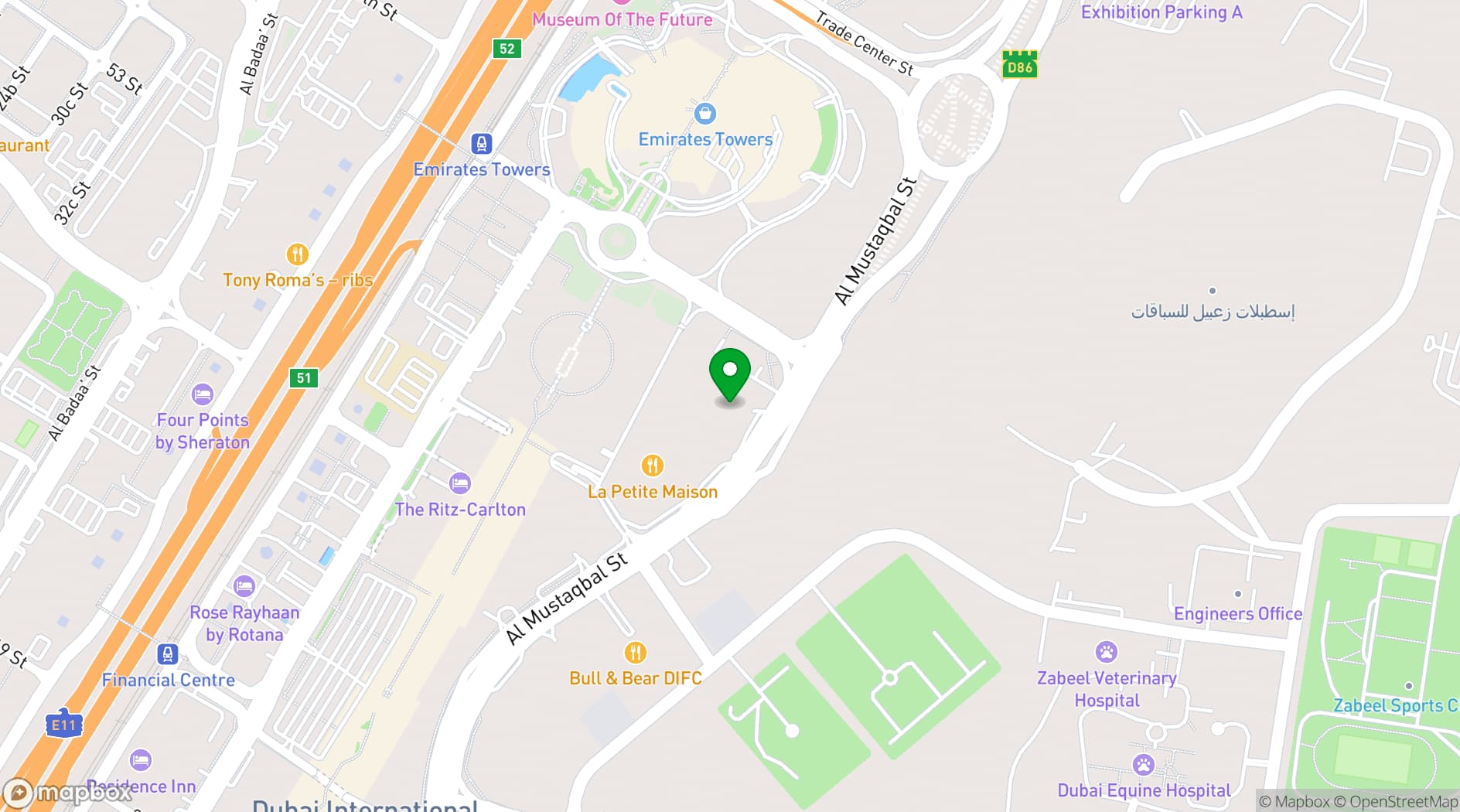 Map showing Zuma Dubai