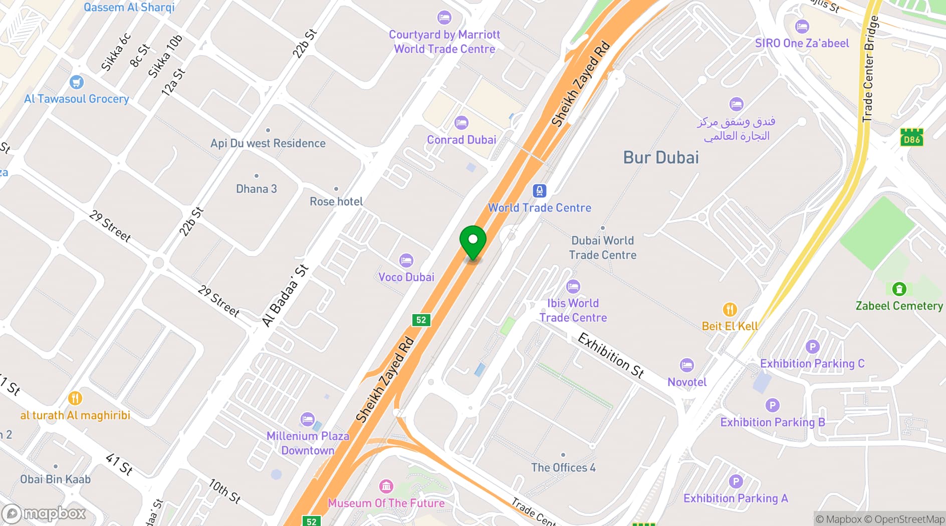 Map showing Museum of the Future