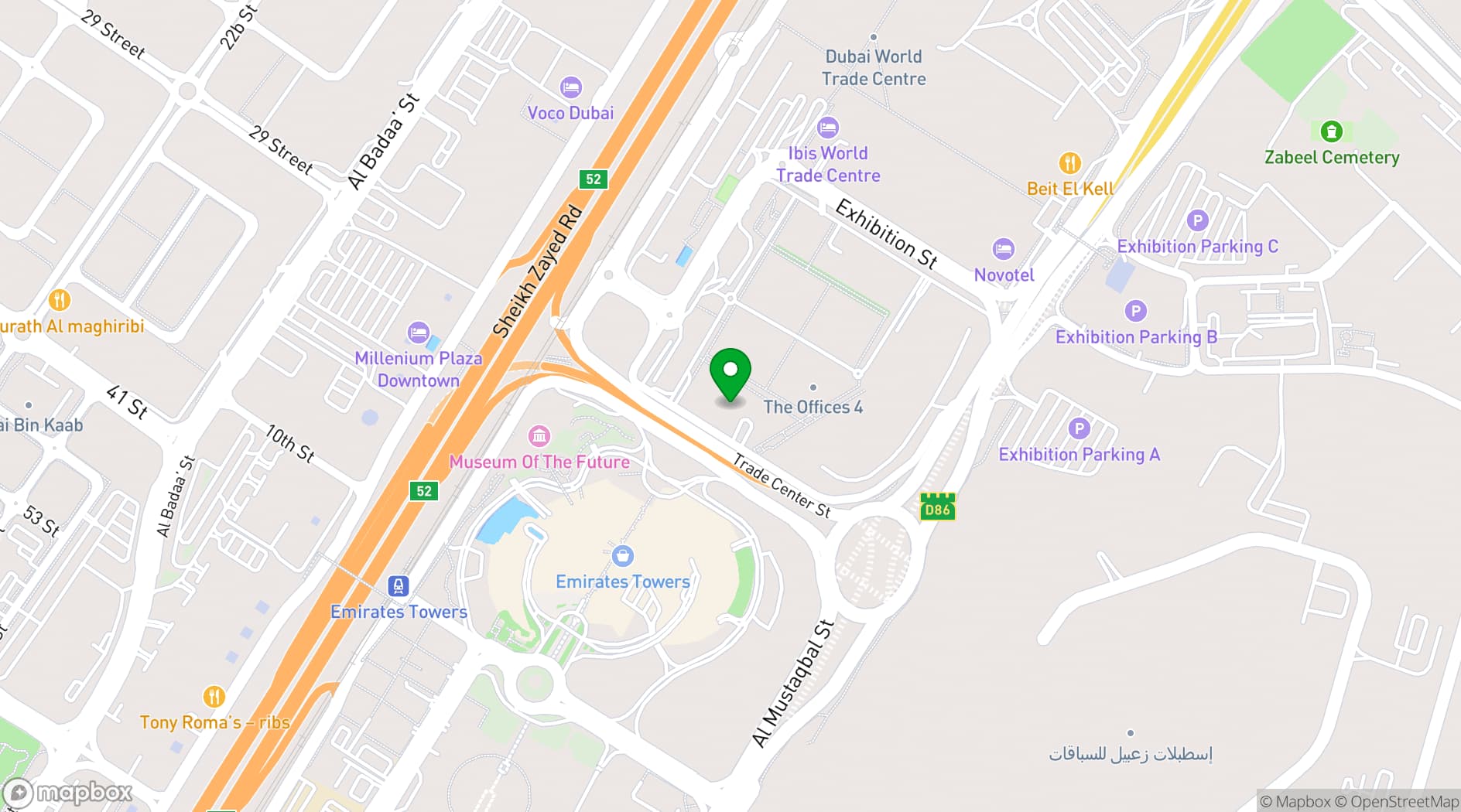 Map showing 25hours Hotel One Central