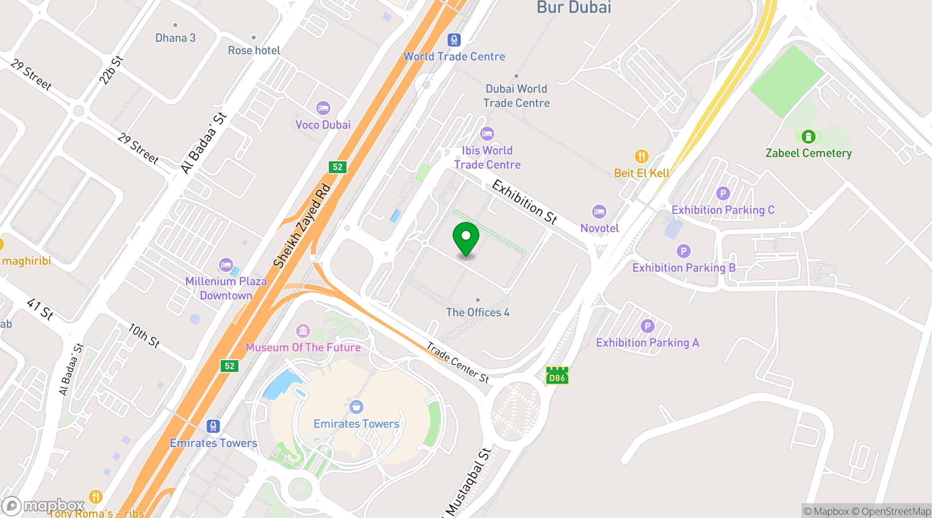 Map showing TheBlock. Street