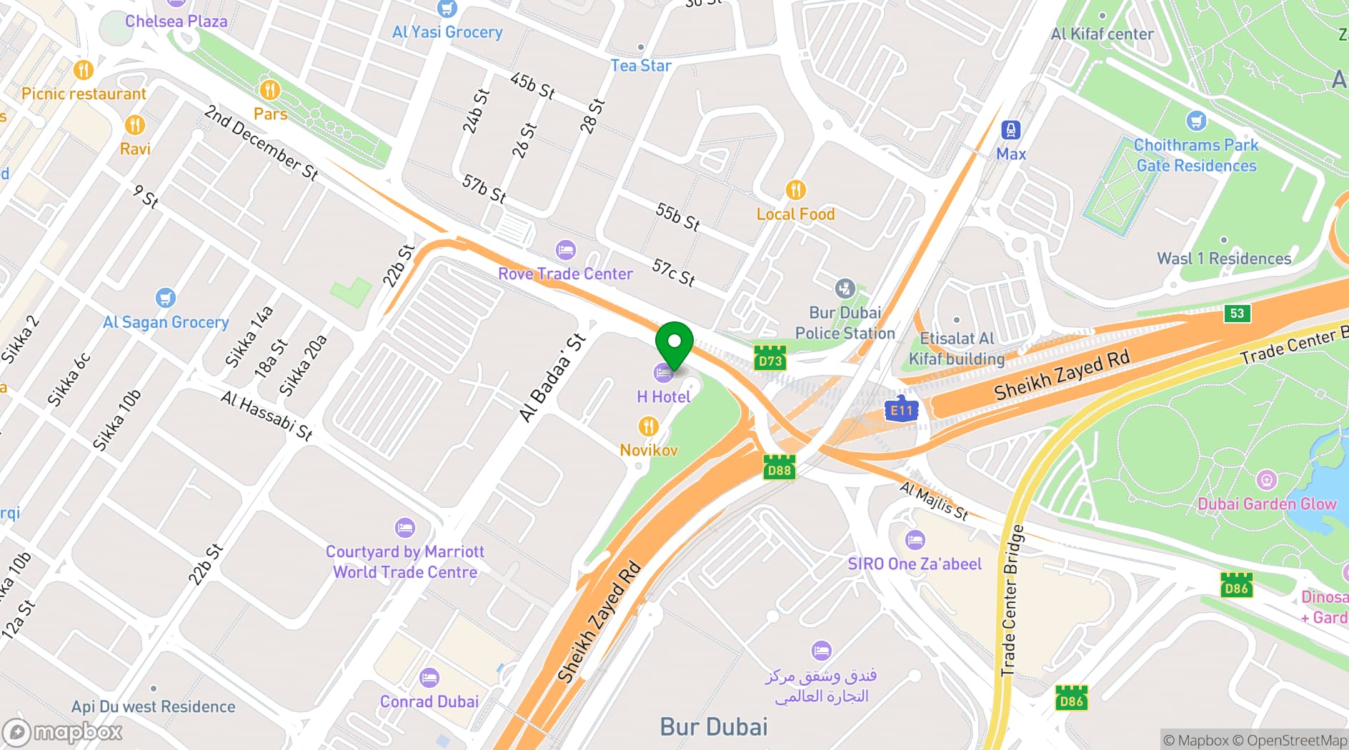 Map showing The H Dubai