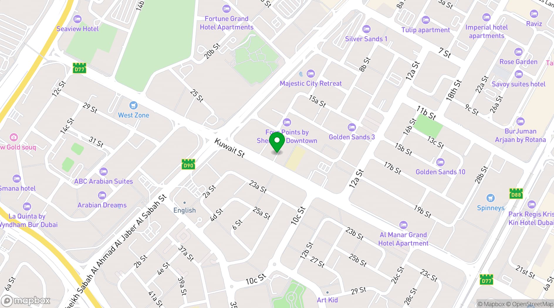 Map showing Grand Excelsior Hotel Bur Dubai