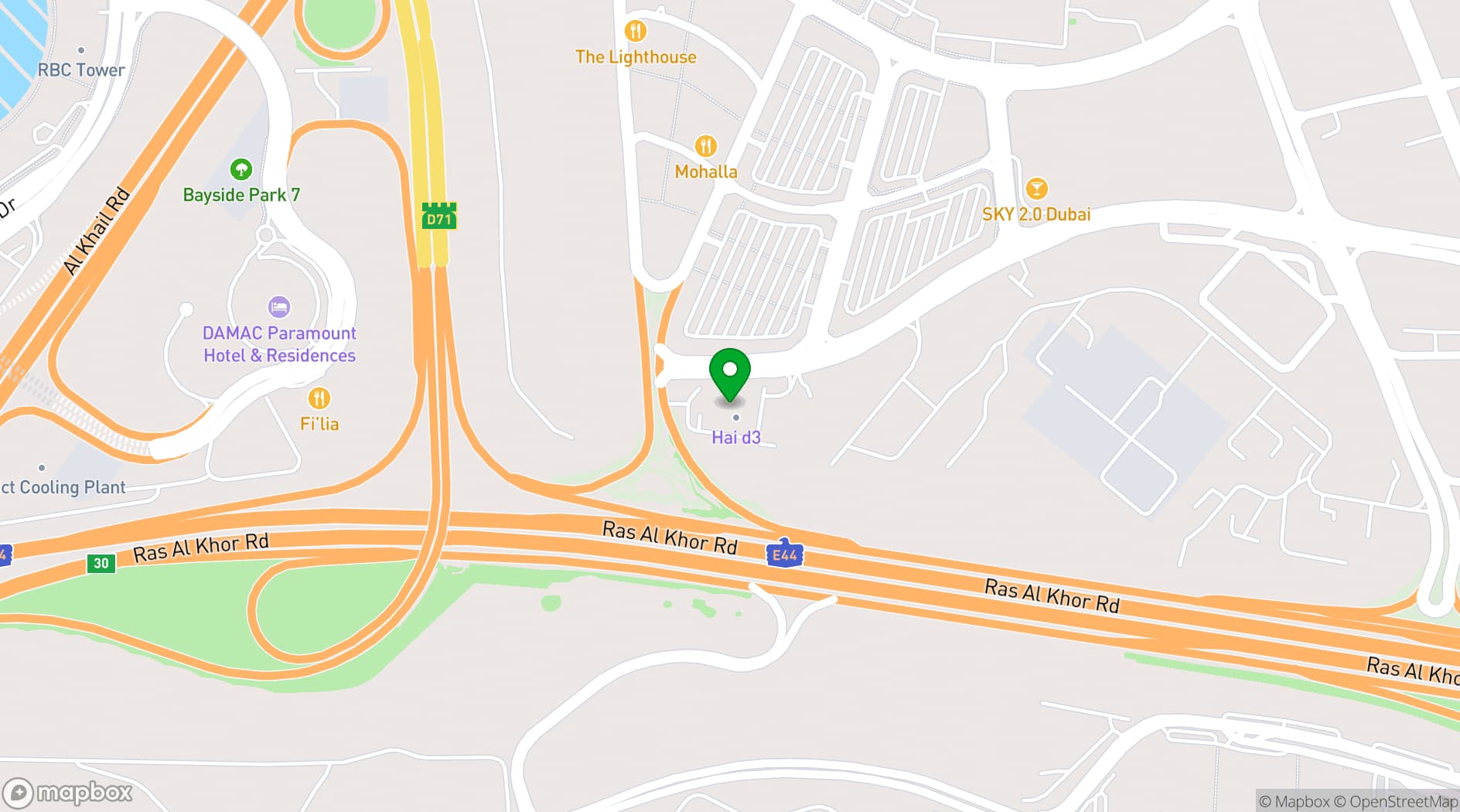 Map showing Dubai Design District