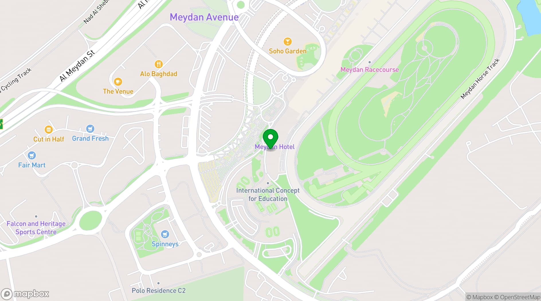 Map showing Meydan Hotel