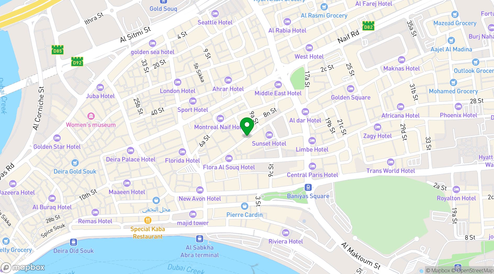 Map showing Grand Excelsior Hotel Deira