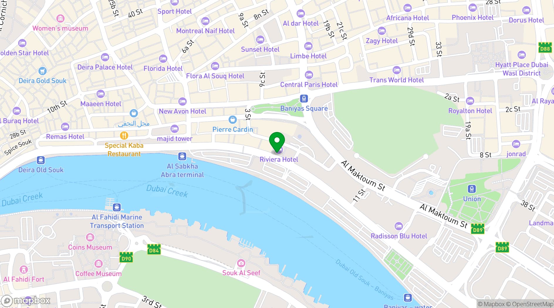 Map showing Riviera Hotel Dubai