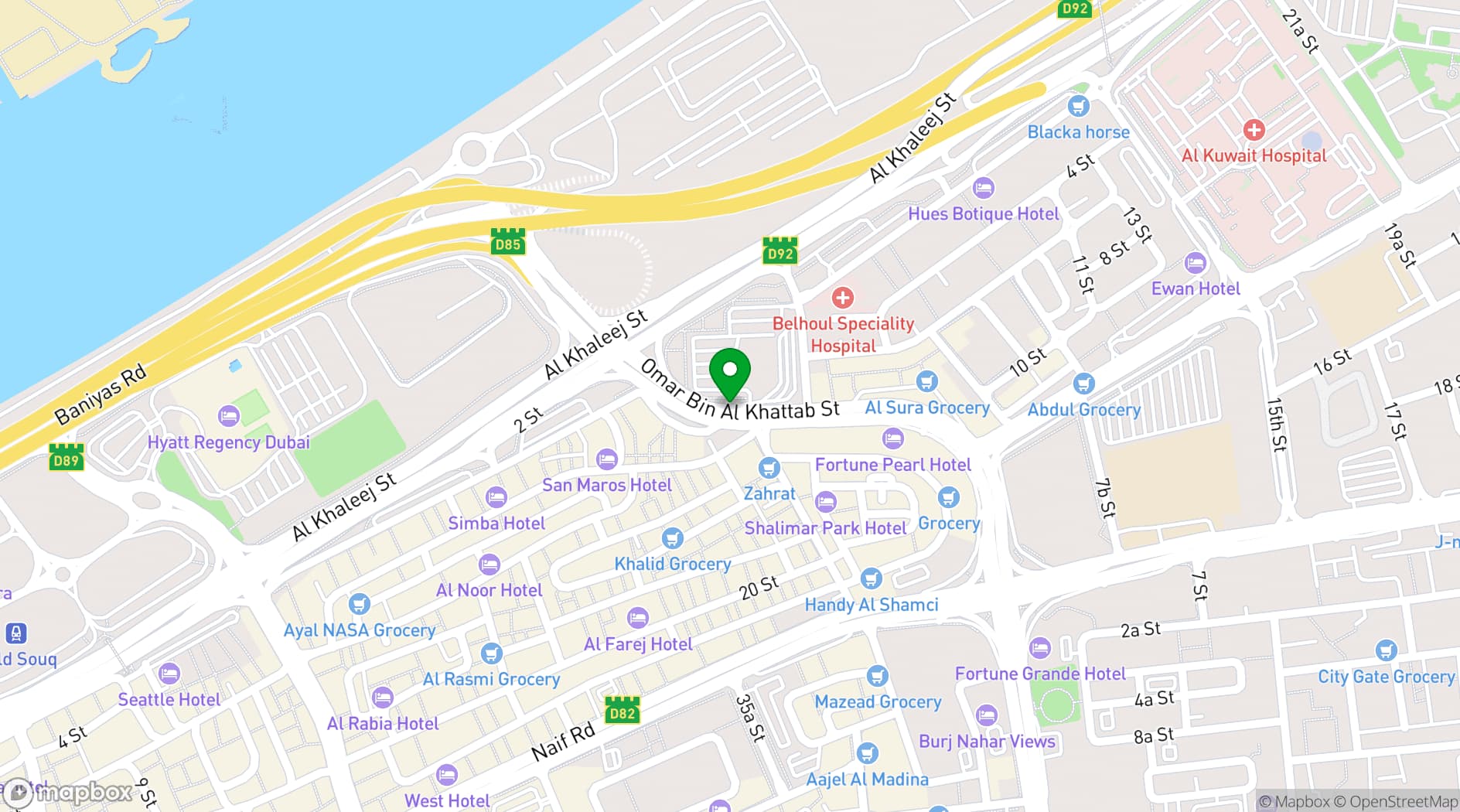 Map showing Swissôtel Al Ghurair