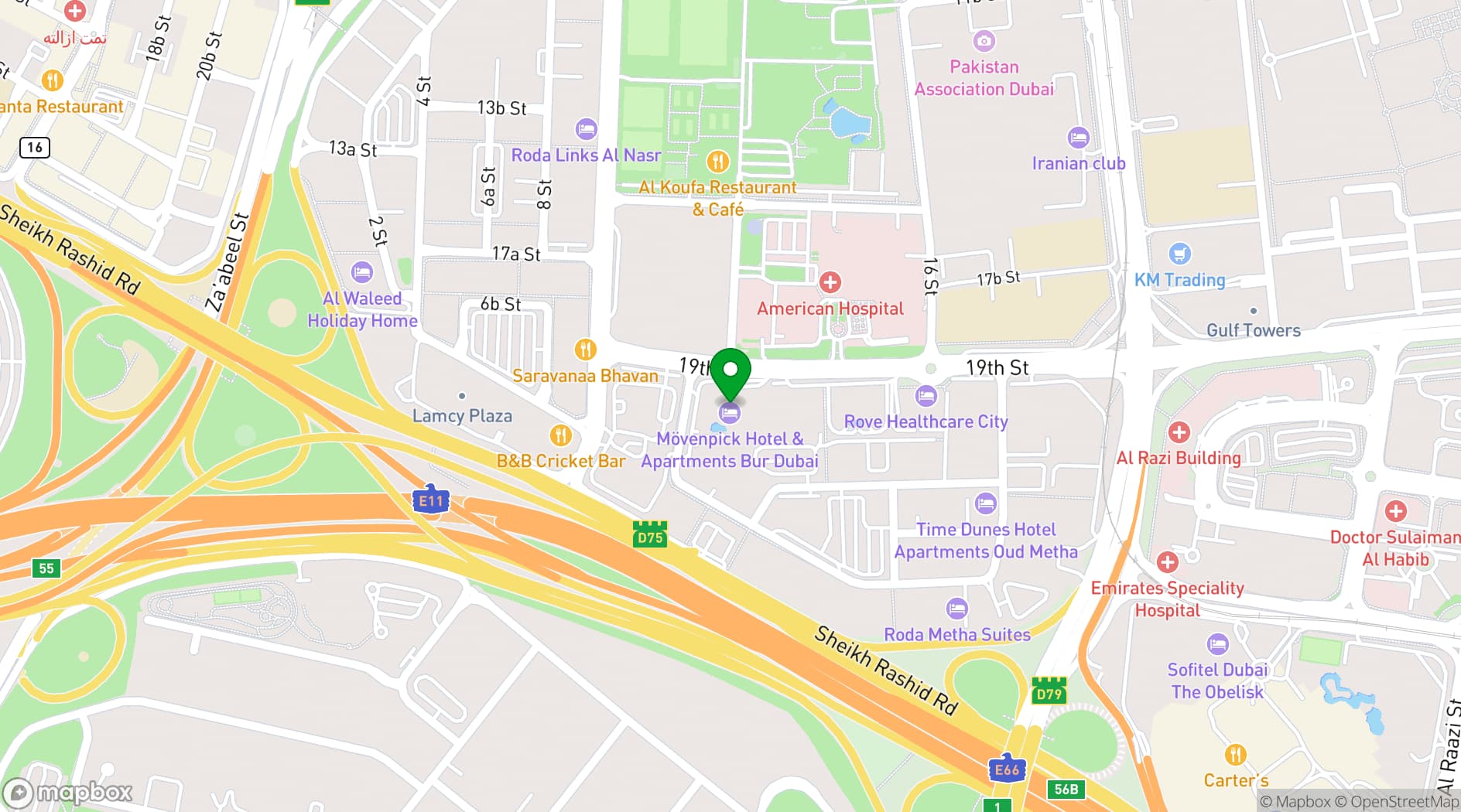 Map showing Oud Metha Ballroom