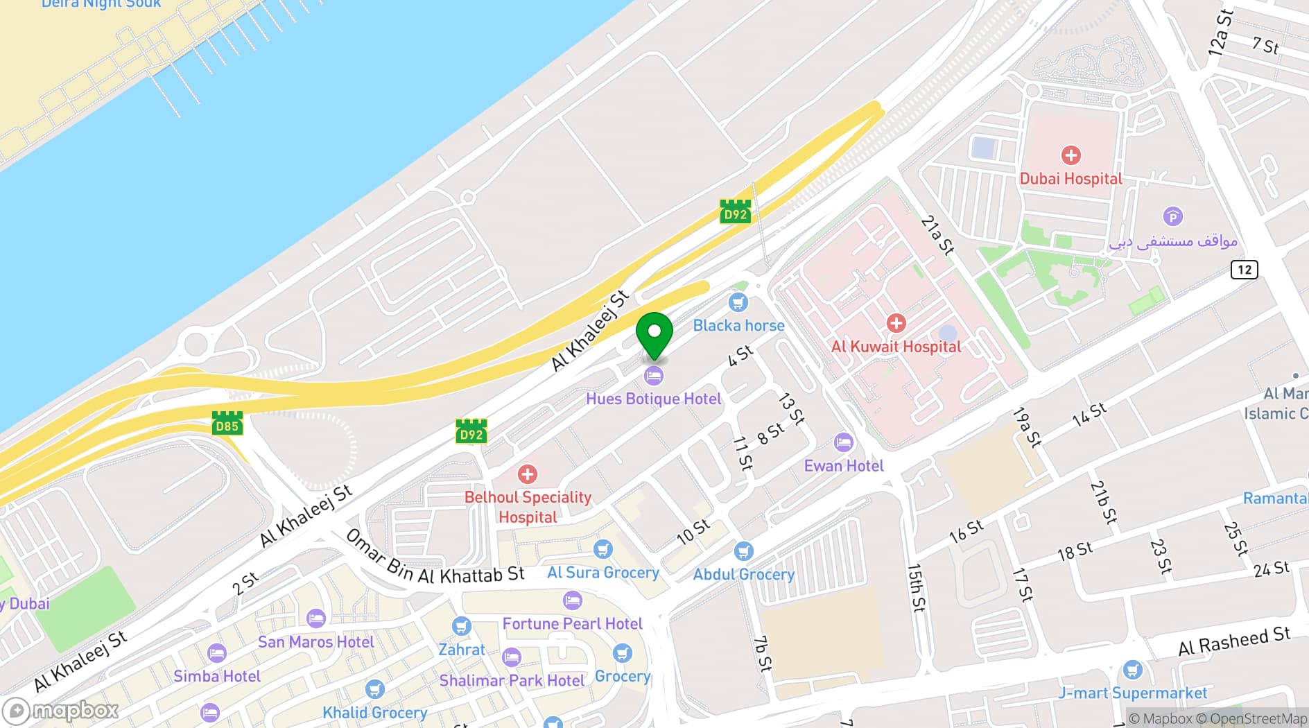 Map showing HUES Boutique Hotel