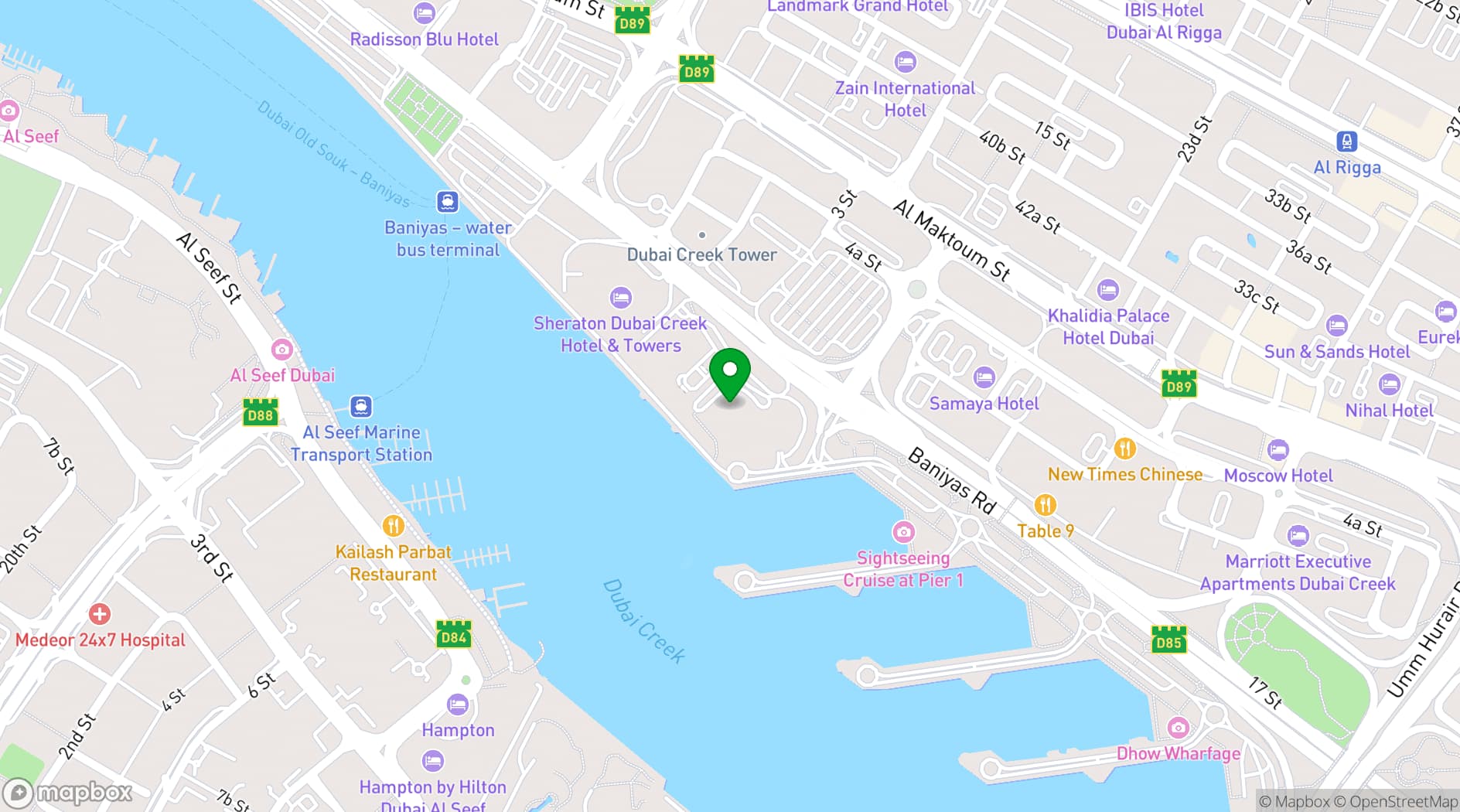 Map showing Dubai Chambers