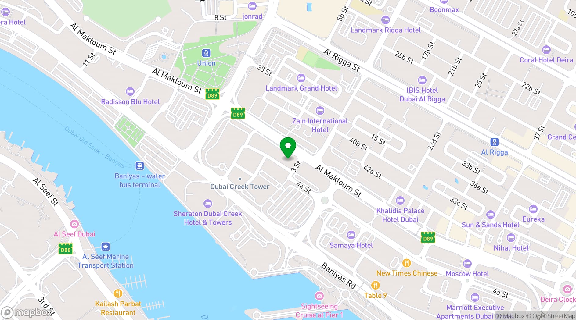 Map showing Al Khaleej Palace Deira Hotel