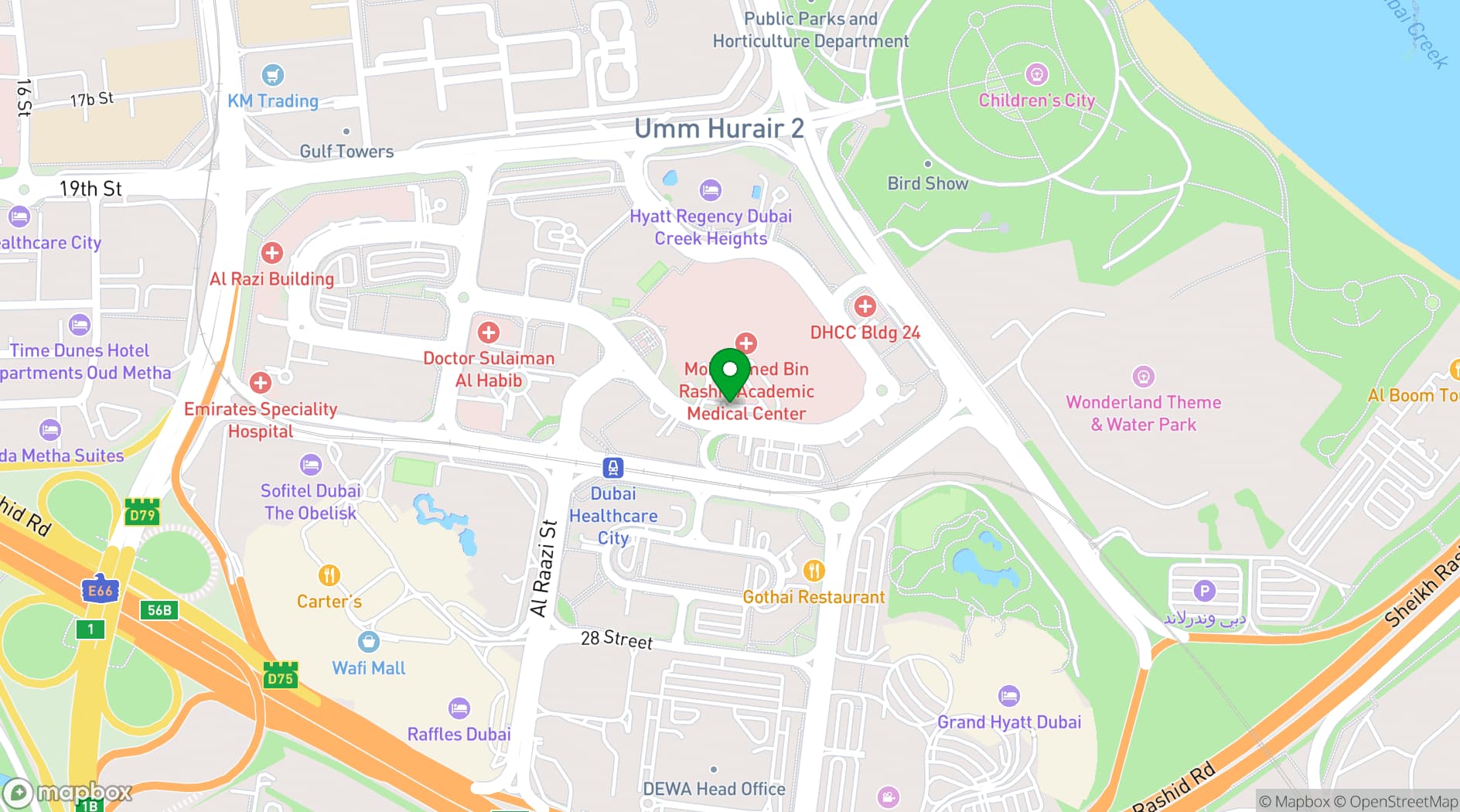 Map showing Al Jalila Foundation