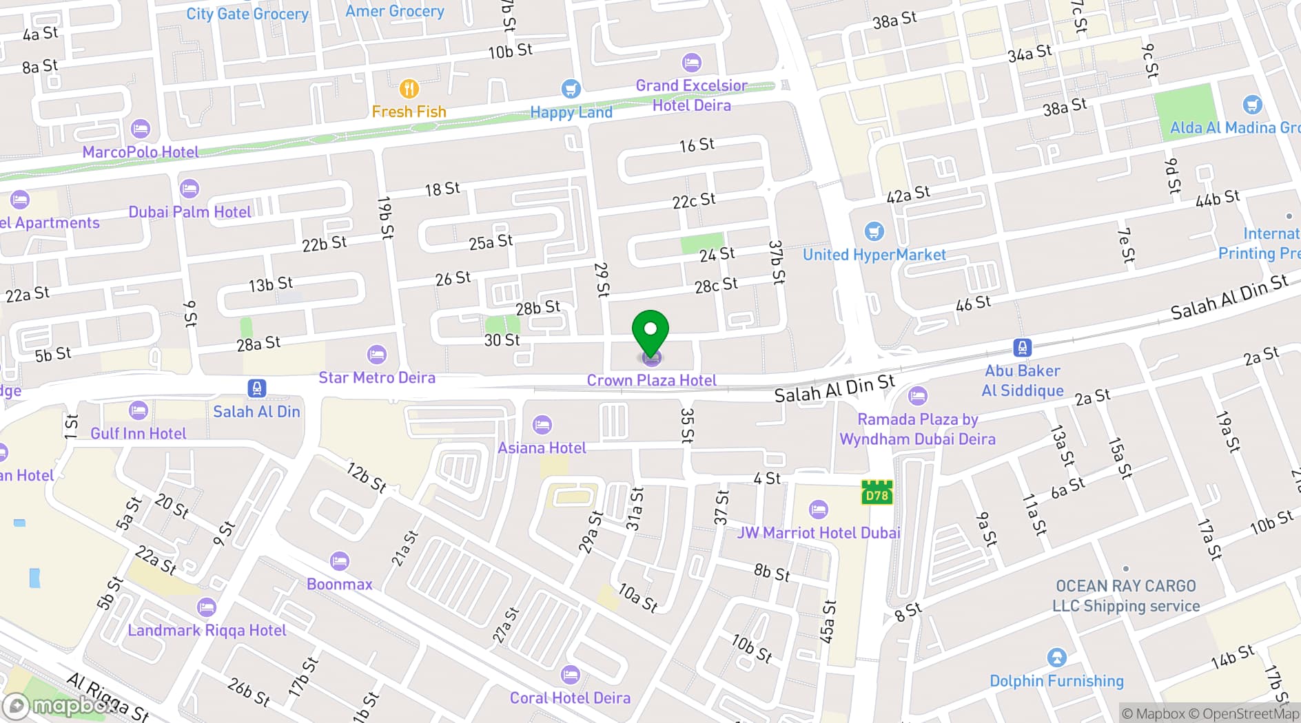 Map showing Crowne Plaza Dubai - Deira
