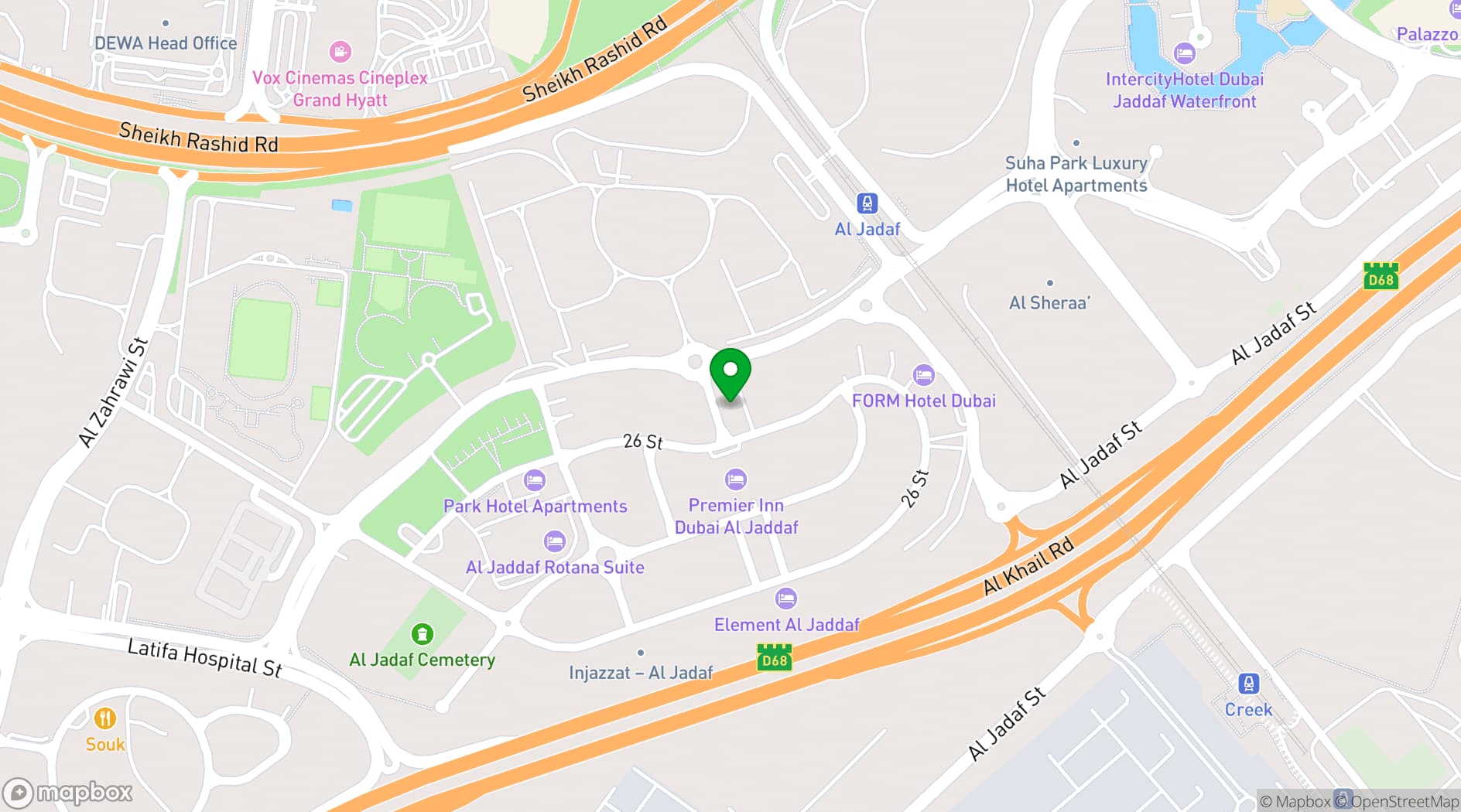Map showing DoubleTree by Hilton Dubai Al Jadaf