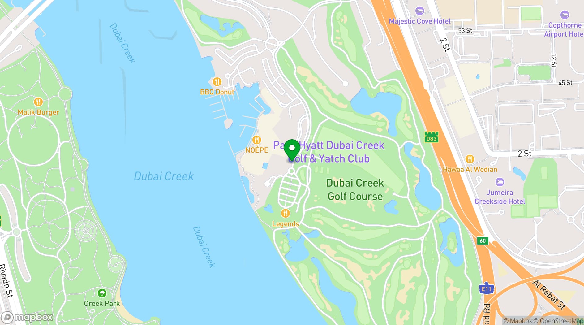 Map showing Dubai Creek Resort