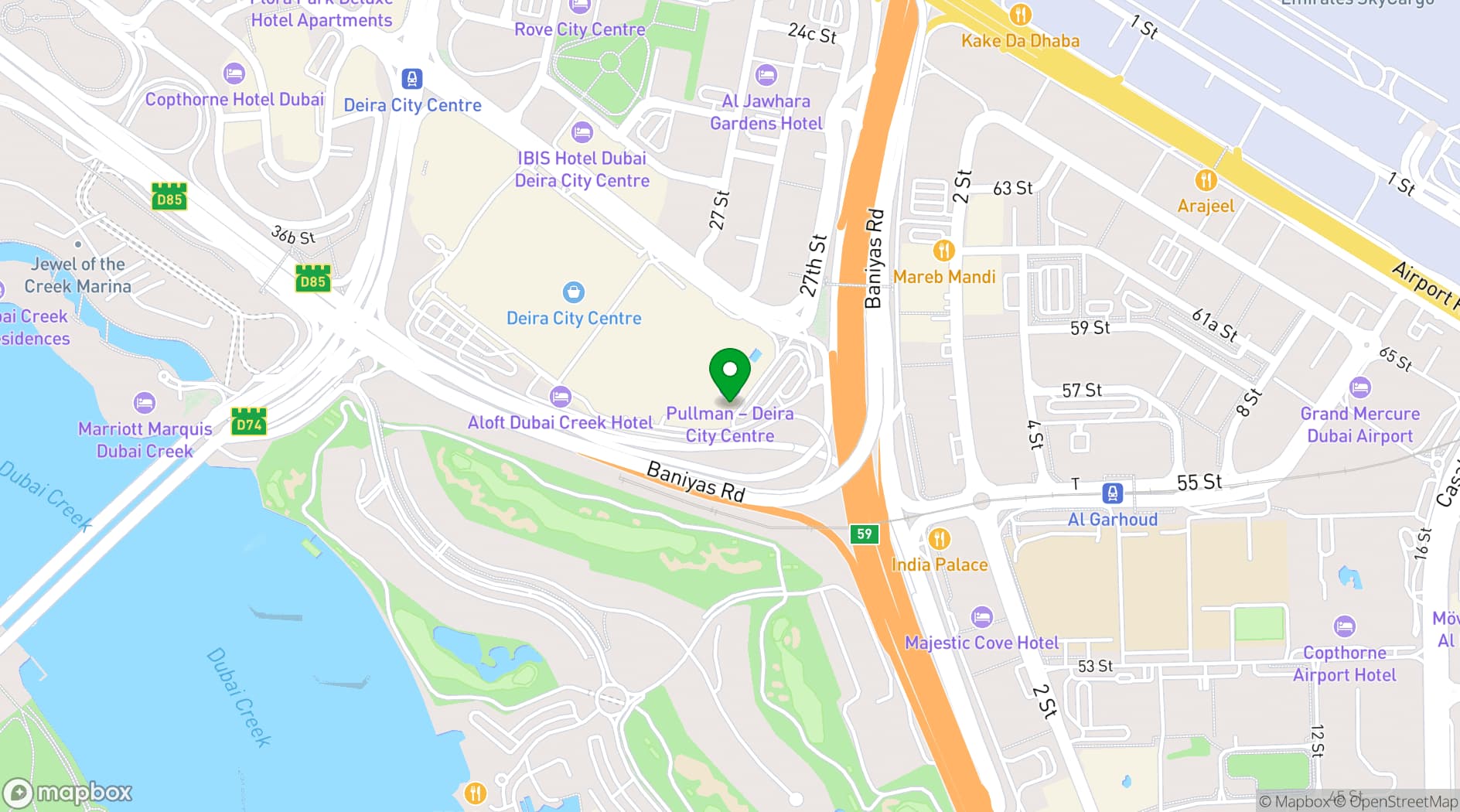 Map showing Pullman Dubai Creek City Centre Hotel